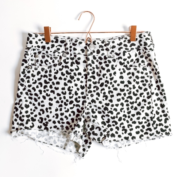 American Eagle Outfitters Pants - AEO Leopard Print Distressed Hem Shorts
